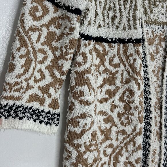 Chicos Cotton Audrey Cardigan Eyelash Open Chunky Size 1 M Metallic Bohemian - Picture 4 of 8